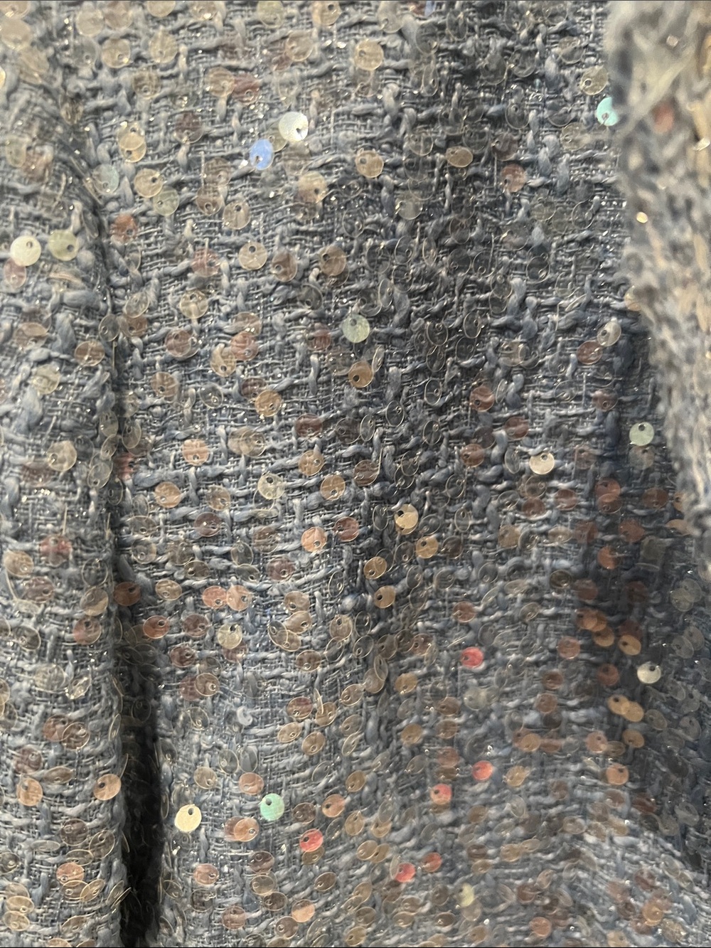 ZARA Light Blue Sequin Tweed Cropped Blazer - Picture 6 of 6